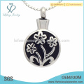 Memorial flower pattern ashes jewelry pendants,silver cremation ashes gifts